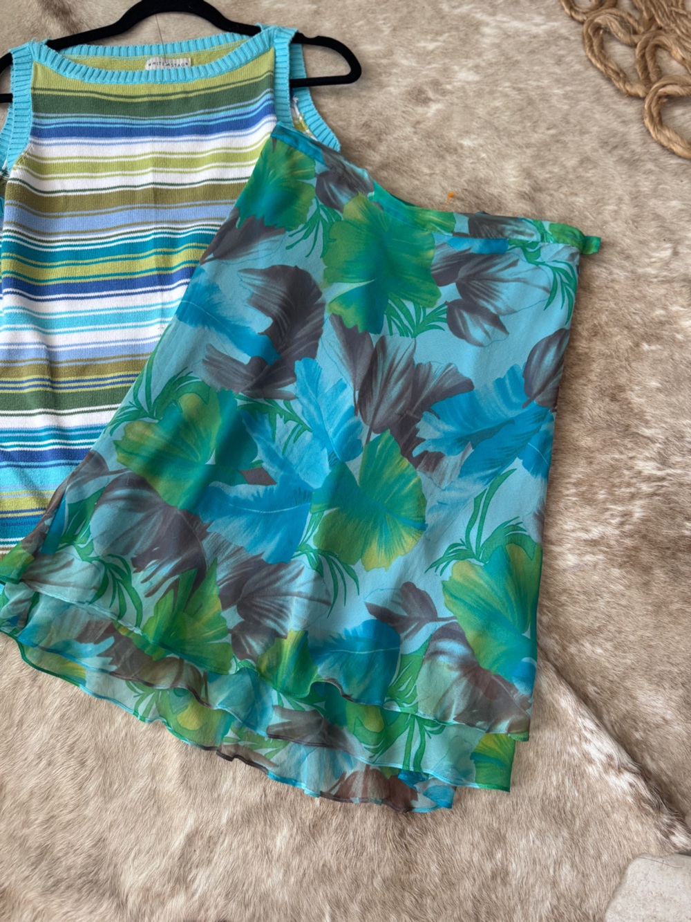 New York City Design Co. Teal Floral Trim Silk Skirt ONLY